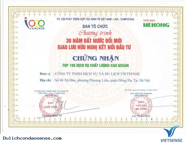 VIETSENSE TRAVEL ĐÓN NHẬN VINH DANH TOP 100 SẢN PHẨM - DỊCH VỤ CHẤT LƯỢNG CAO ASEAN - Ảnh 1
